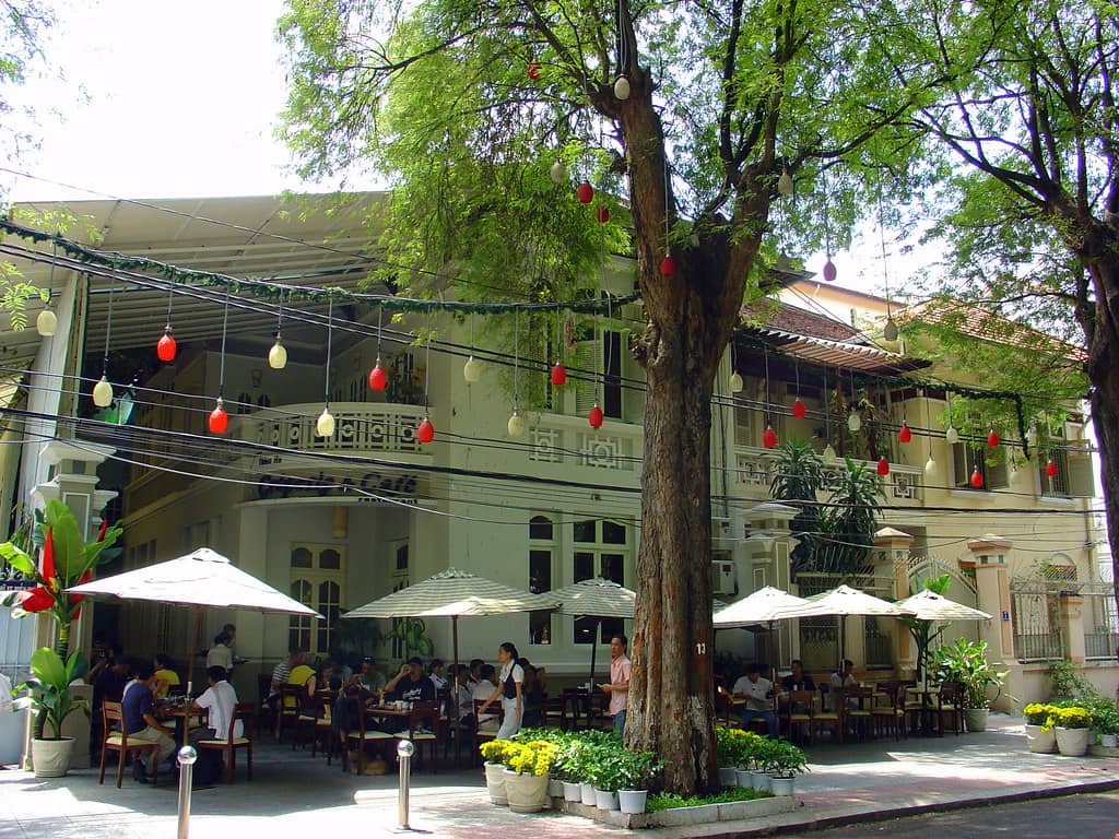 Café near Notre Dame Cathedral, Ho Chi Minh City.
