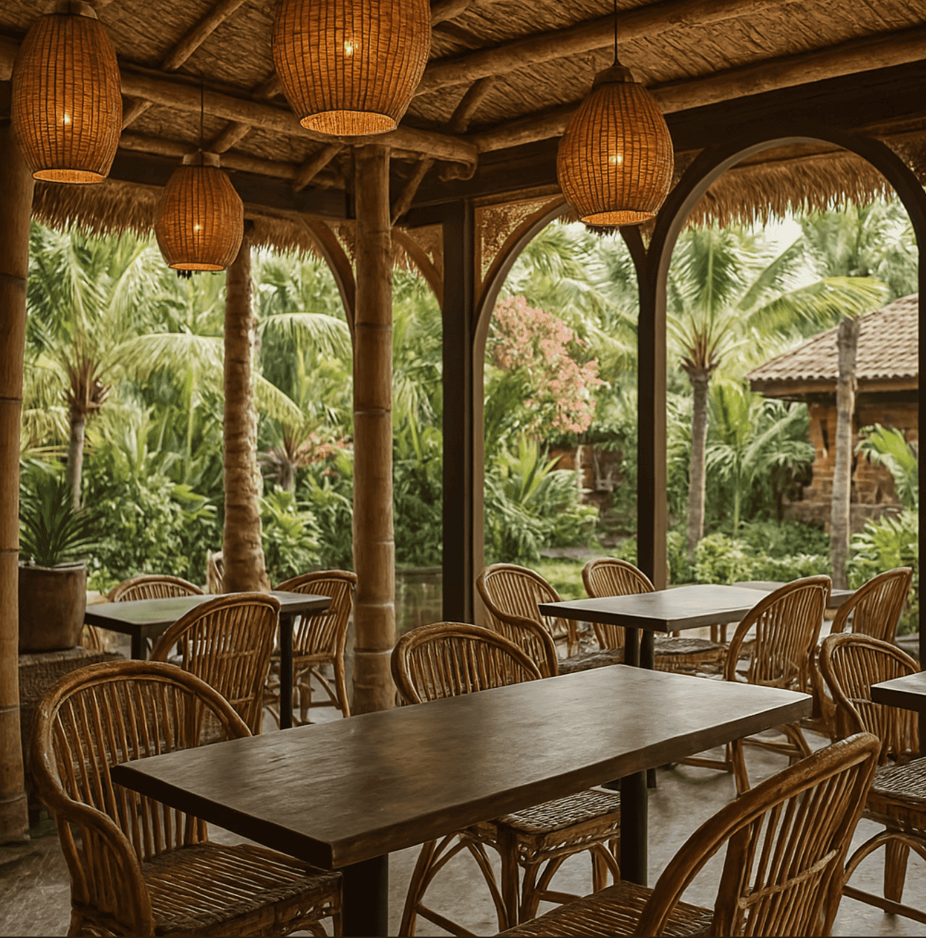 A tropical cafe in Bali.